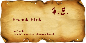 Hranek Elek névjegykártya